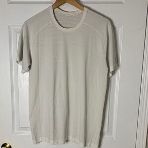 lululemon athletica Men's Cream Short Sleeve Crew with Subtle Stripe #3